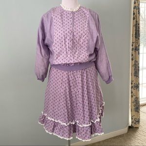 Purple Flowered Two-piece Dress